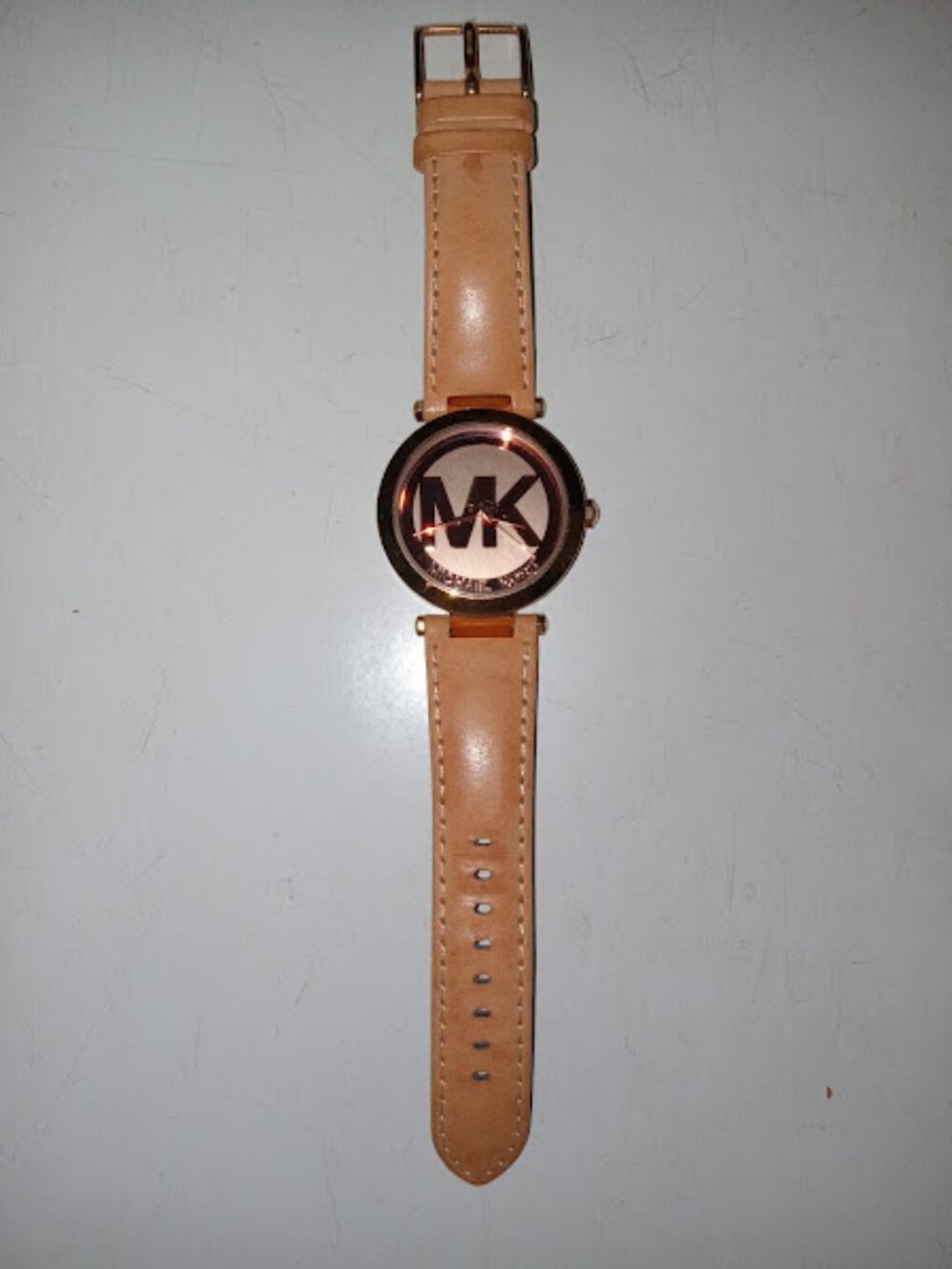 Michael Kors MK2399 Rose Gold Leather Band Watch- Needs Battery